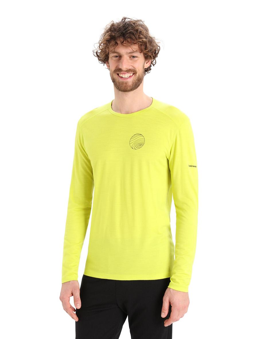 Icebreaker Merino 200 Oasis Long Sleeve Crewe Alps 3D Miesten Base Layers Keltainen | FI 1350KORI